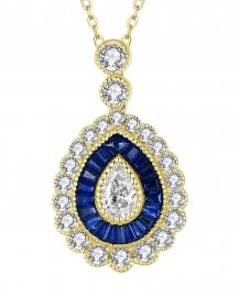 PEAR SAPPHIRE DIAMOND PENDANT (TP2546)